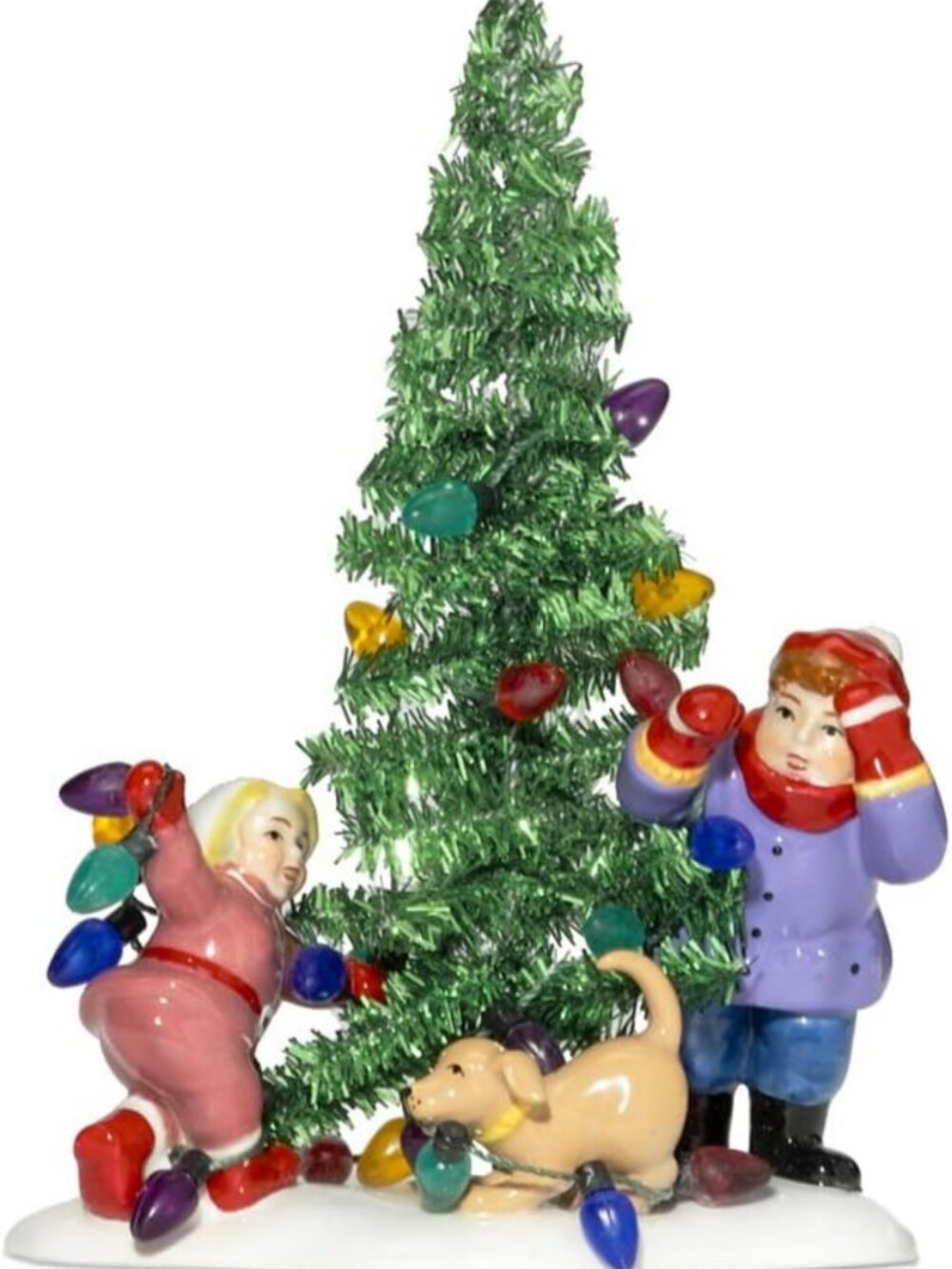 Charming Snow Village Tinsel Tree Decor - Perfect for Holiday Home Decor